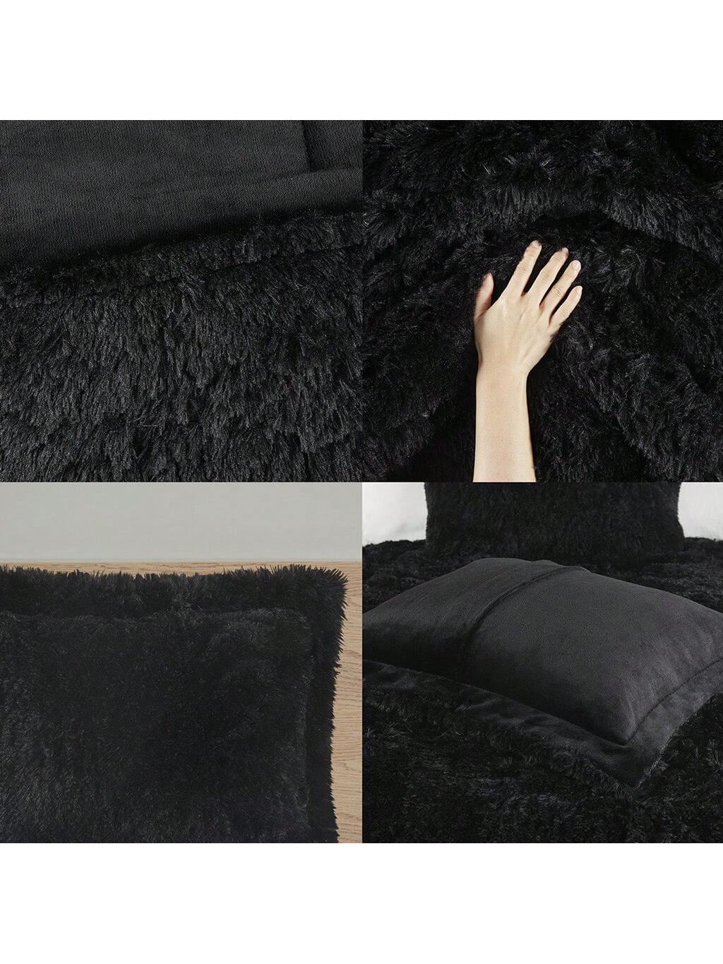 Shaggy Faux Fur 2/3 Pieces Bedding Comforter Set,Modern Casual Ultra-Soft Fluffy With Matching Sham,All-Season Home Textile For Bedrooms,2-Piece Set For Twin/Twin XL Size,3-Piece Set For Full-Queen-Ki