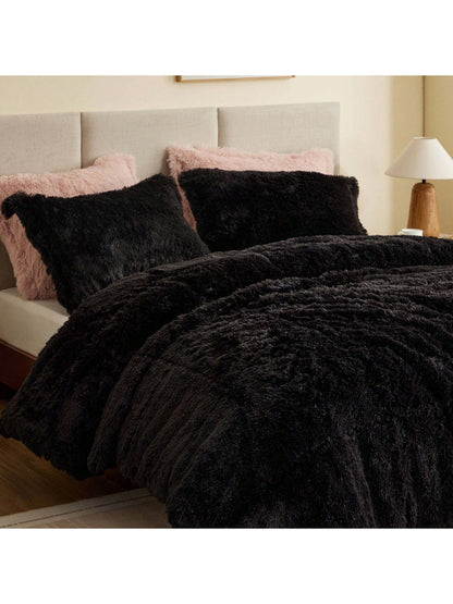 Shaggy Faux Fur 2/3 Pieces Bedding Comforter Set,Modern Casual Ultra-Soft Fluffy With Matching Sham,All-Season Home Textile For Bedrooms,2-Piece Set For Twin/Twin XL Size,3-Piece Set For Full-Queen-Ki