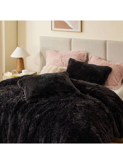 Shaggy Faux Fur 2/3 Pieces Bedding Comforter Set,Modern Casual Ultra-Soft Fluffy With Matching Sham,All-Season Home Textile For Bedrooms,2-Piece Set For Twin/Twin XL Size,3-Piece Set For Full-Queen-Ki