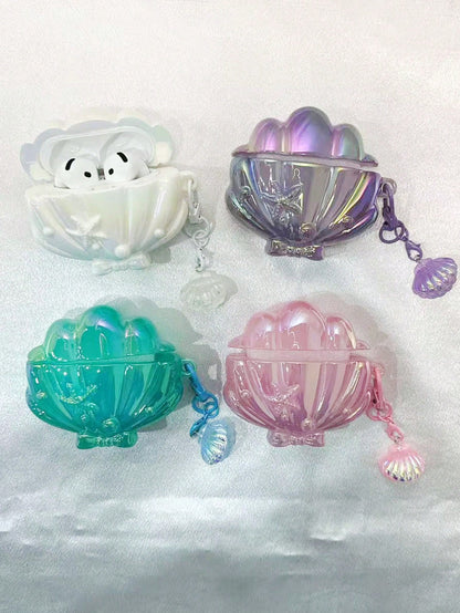 Shell 1pc Shiny Glitter Seashell Design Wireless Bluetooth Protective Case Compatible With Airpods 4/ 3, 1/2, Pro 4th Gen