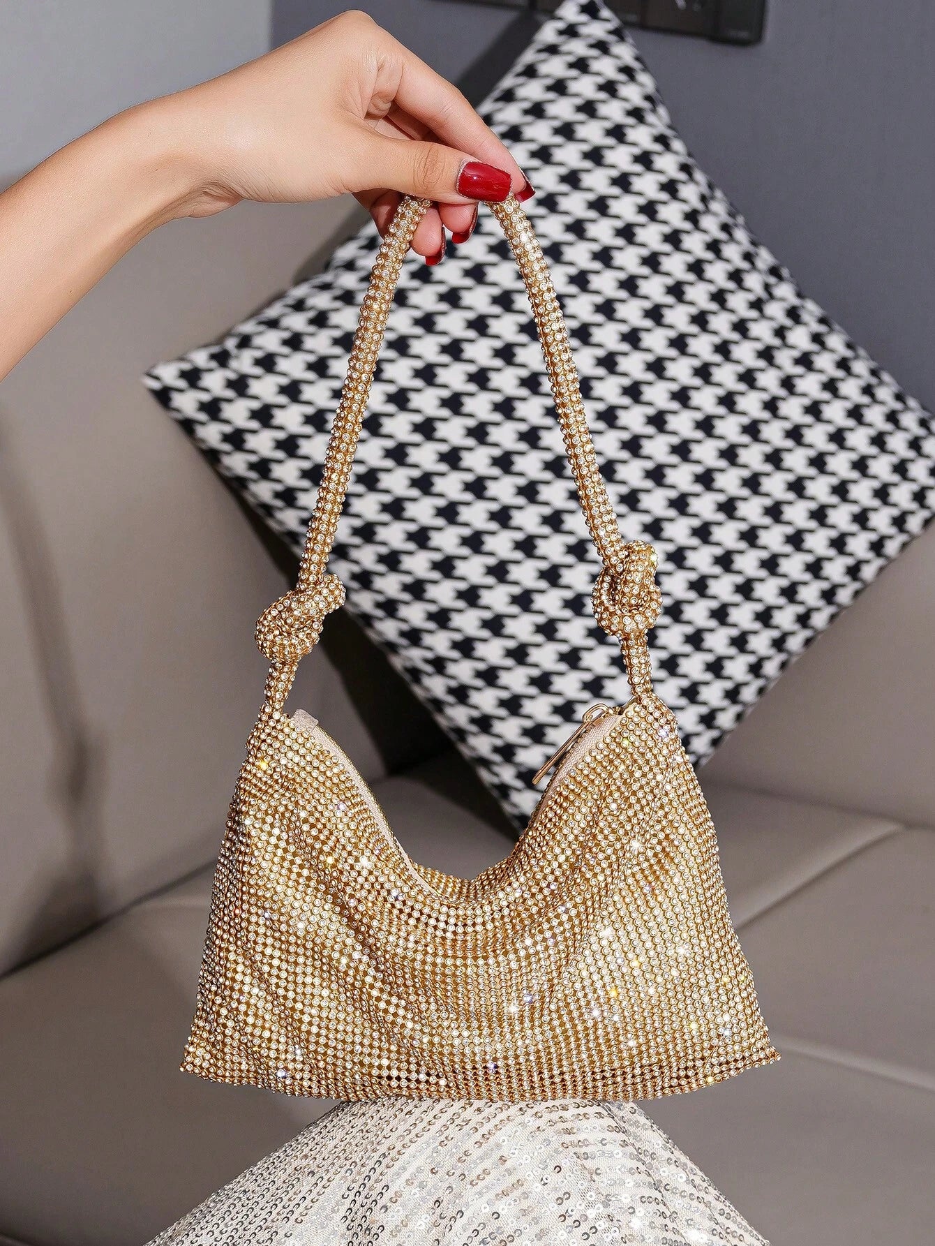 Shiny Rhinestone Evening Bag, Handbag For Party, Banquet, Ball, Fashionable Clutch, Perfectly Matching With New Years Outfit, Excellently Matching With Party Dresses For Women, Glamorous Rhinestone Ba