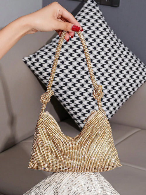 Shiny Rhinestone Evening Bag, Handbag For Party, Banquet, Ball, Fashionable Clutch, Perfectly Matching With New Years Outfit, Excellently Matching With Party Dresses For Women, Glamorous Rhinestone Ba