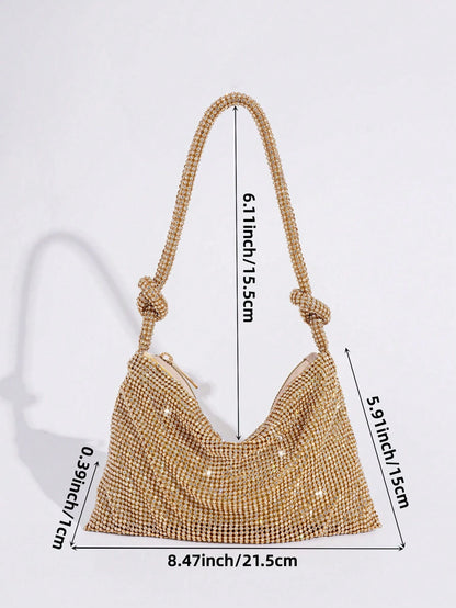 Shiny Rhinestone Evening Bag, Handbag For Party, Banquet, Ball, Fashionable Clutch, Perfectly Matching With New Years Outfit, Excellently Matching With Party Dresses For Women, Glamorous Rhinestone Ba