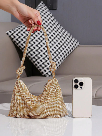 Shiny Rhinestone Evening Bag, Handbag For Party, Banquet, Ball, Fashionable Clutch, Perfectly Matching With New Years Outfit, Excellently Matching With Party Dresses For Women, Glamorous Rhinestone Ba