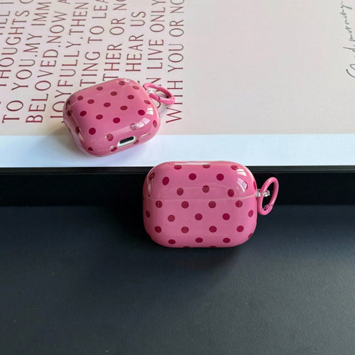Simple Classic Black And White And Red And Mint Green And Beige And Brown And Fruit Green Color And Klein Blue And Rose Red And Light Blue And Pink Polka Dot Pattern Glossy Surface Earphones Protectiv