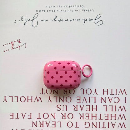 Simple Classic Black And White And Red And Mint Green And Beige And Brown And Fruit Green Color And Klein Blue And Rose Red And Light Blue And Pink Polka Dot Pattern Glossy Surface Earphones Protectiv