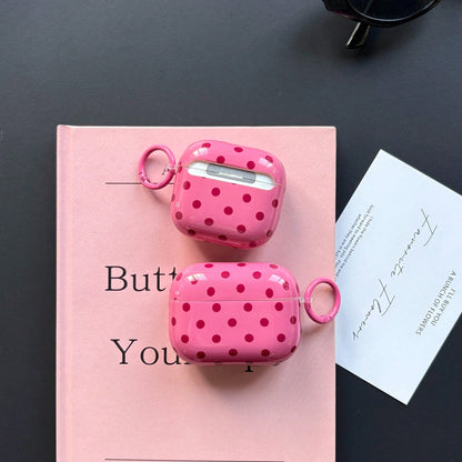 Simple Classic Black And White And Red And Mint Green And Beige And Brown And Fruit Green Color And Klein Blue And Rose Red And Light Blue And Pink Polka Dot Pattern Glossy Surface Earphones Protectiv