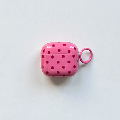 Simple Classic Black And White And Red And Mint Green And Beige And Brown And Fruit Green Color And Klein Blue And Rose Red And Light Blue And Pink Polka Dot Pattern Glossy Surface Earphones Protectiv