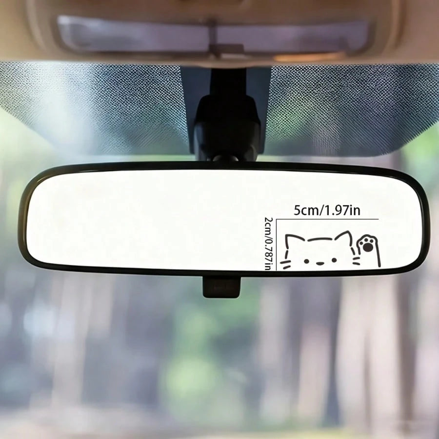 Simple Outline Peeking Cat With Paw Car Mirror Decal, Tiny Black Line‑Drawing Kitty Sticker, Waterproof Self‑Adhesive Decor For Pet‑Lovers