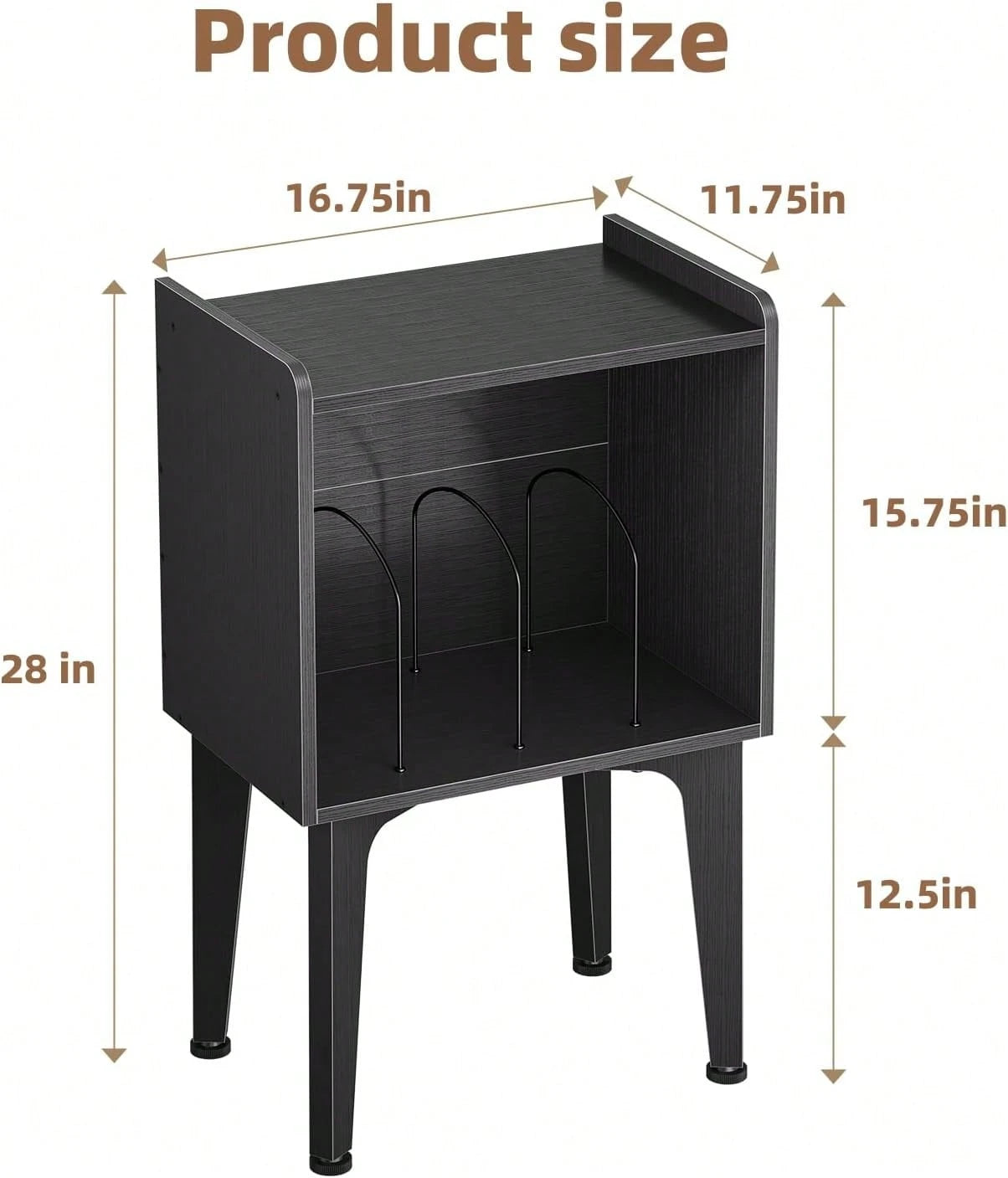 Simple Trending Record Player Stand, Vinyl Record Storage Table, Small Space Record Player Organizer Shelf, Turntable Stand Holds Up To 100 Albums, For Bedroom Living Room, Black