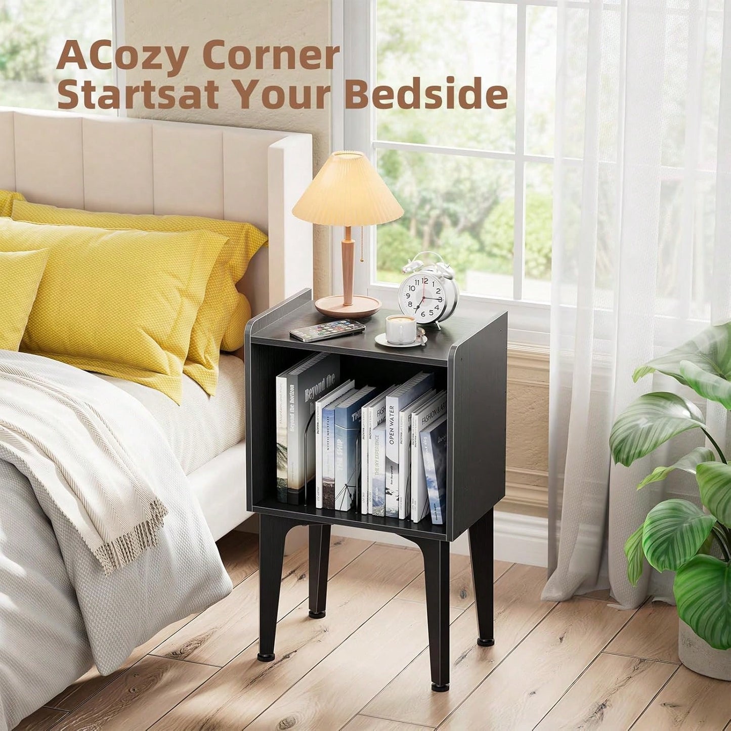Simple Trending Record Player Stand, Vinyl Record Storage Table, Small Space Record Player Organizer Shelf, Turntable Stand Holds Up To 100 Albums, For Bedroom Living Room, Black