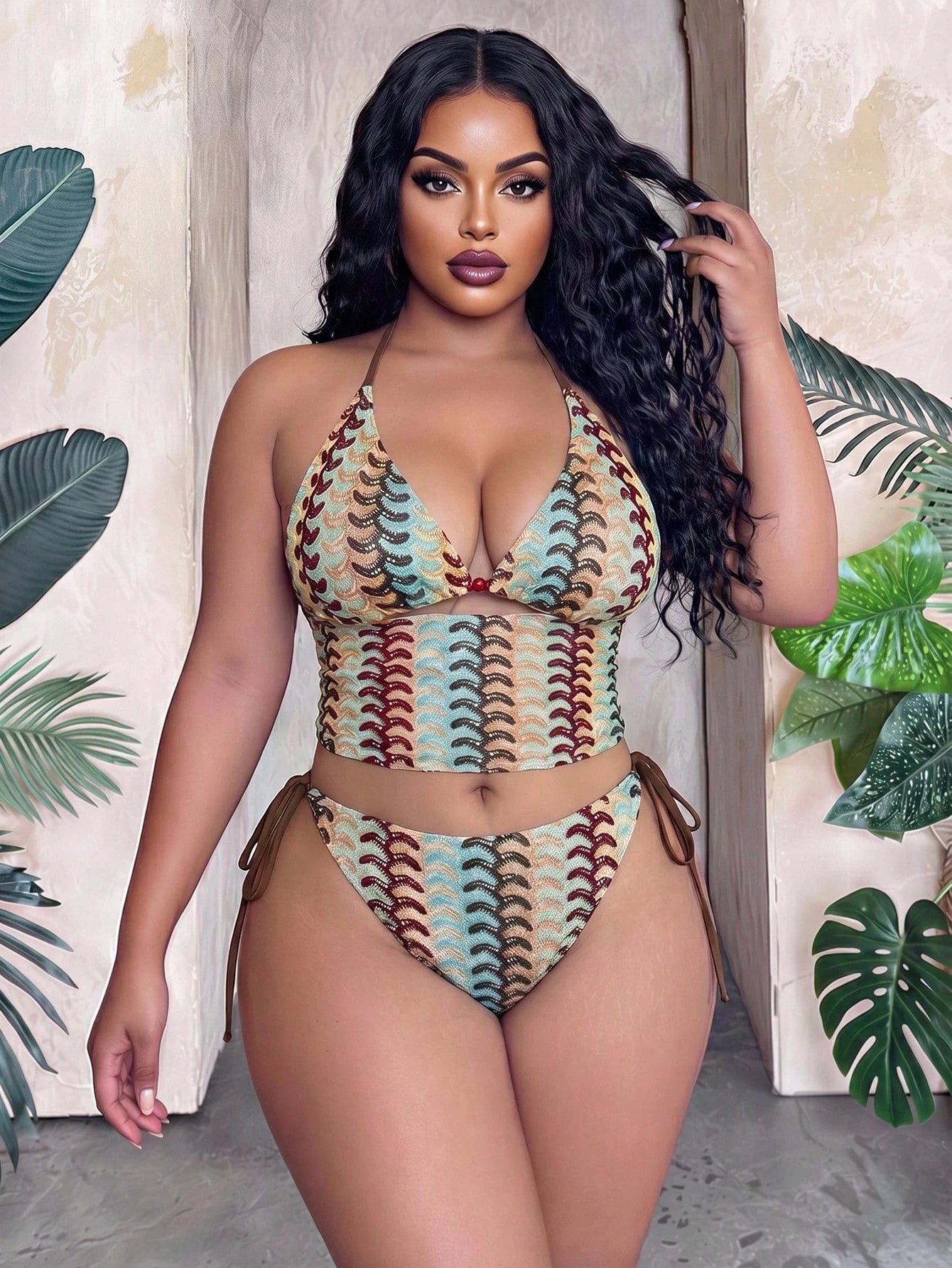 Slaydiva 2026 New Plus Size Women's Two Pieces Bikini Swimwear, Sexy Contrast Color Beach Wear