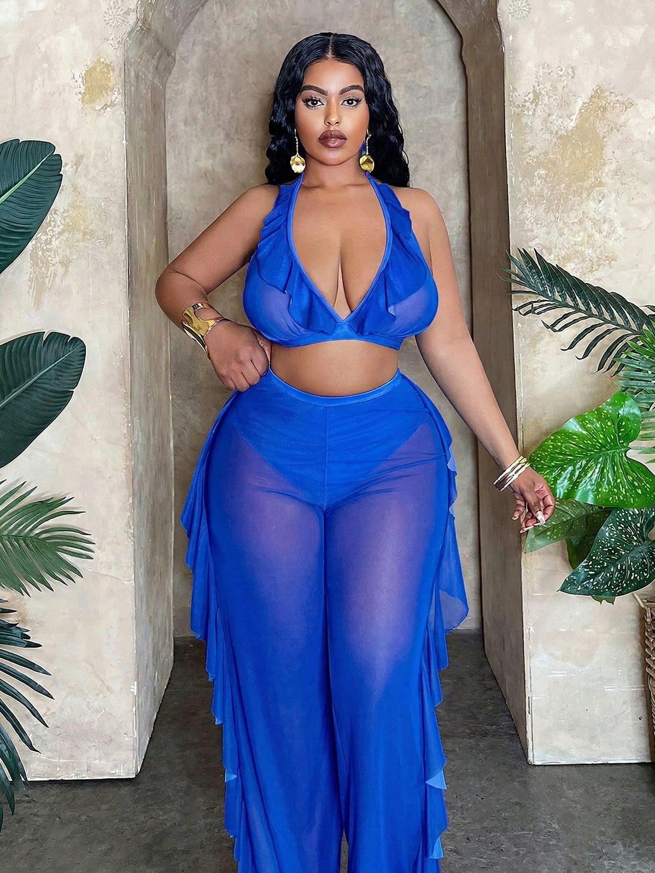 Slaydiva 3pcs Plus Size Sexy Party Swimwear Set