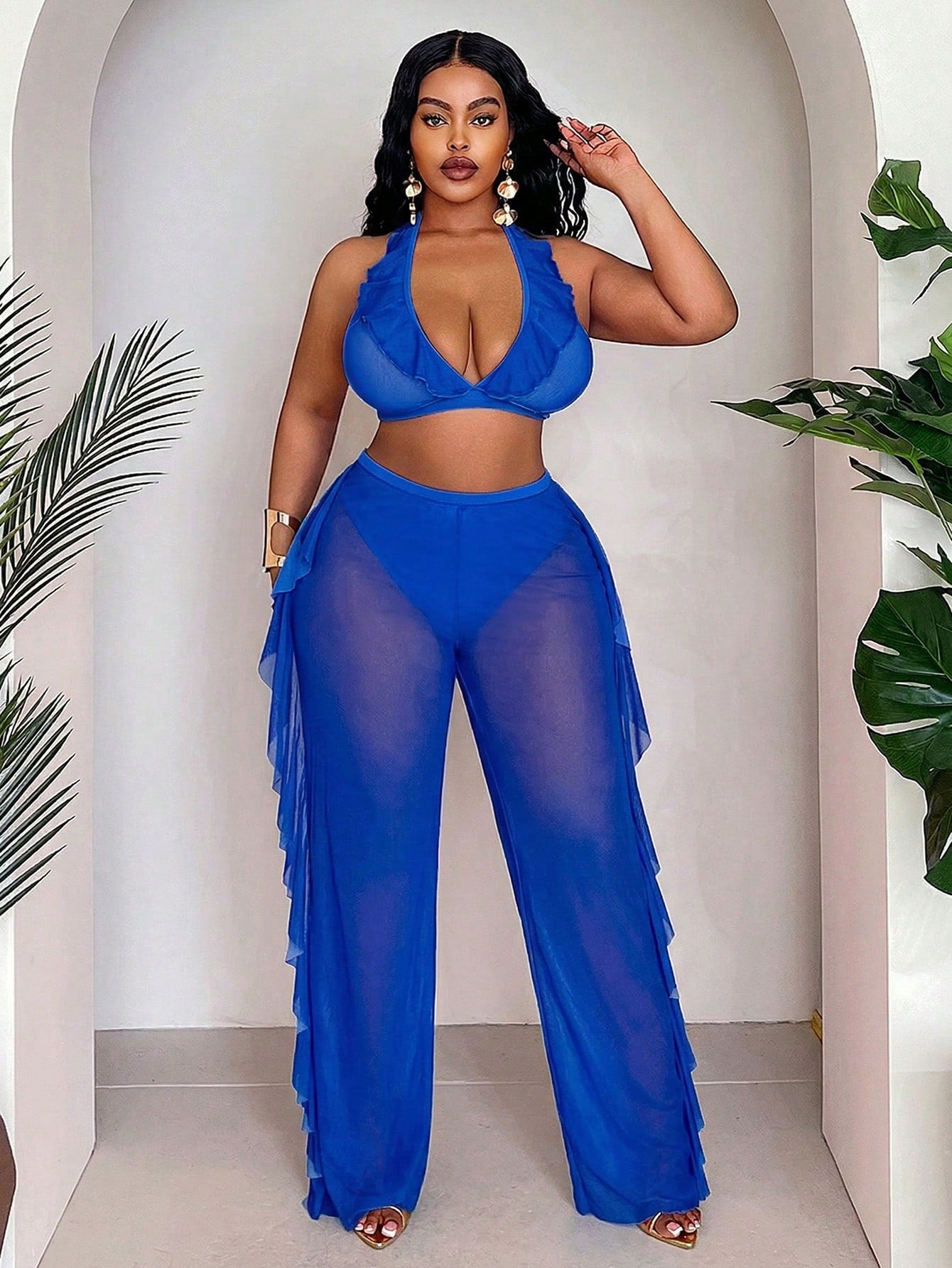 Slaydiva 3pcs Plus Size Sexy Party Swimwear Set