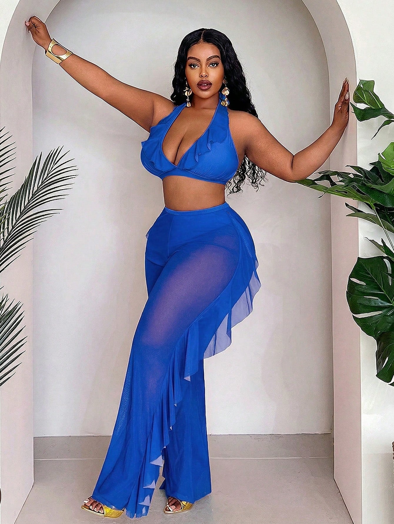 Slaydiva 3pcs Plus Size Sexy Party Swimwear Set