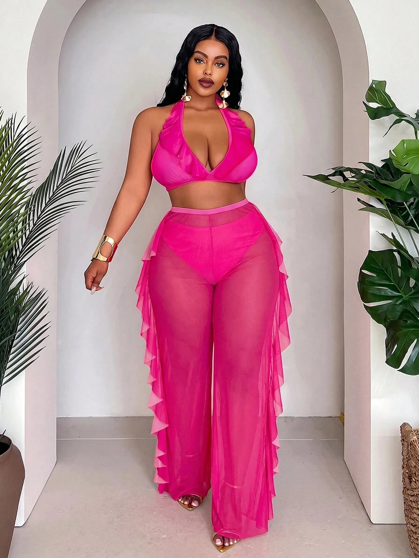 Slaydiva 3pcs Plus Size Sexy Party Swimwear Set