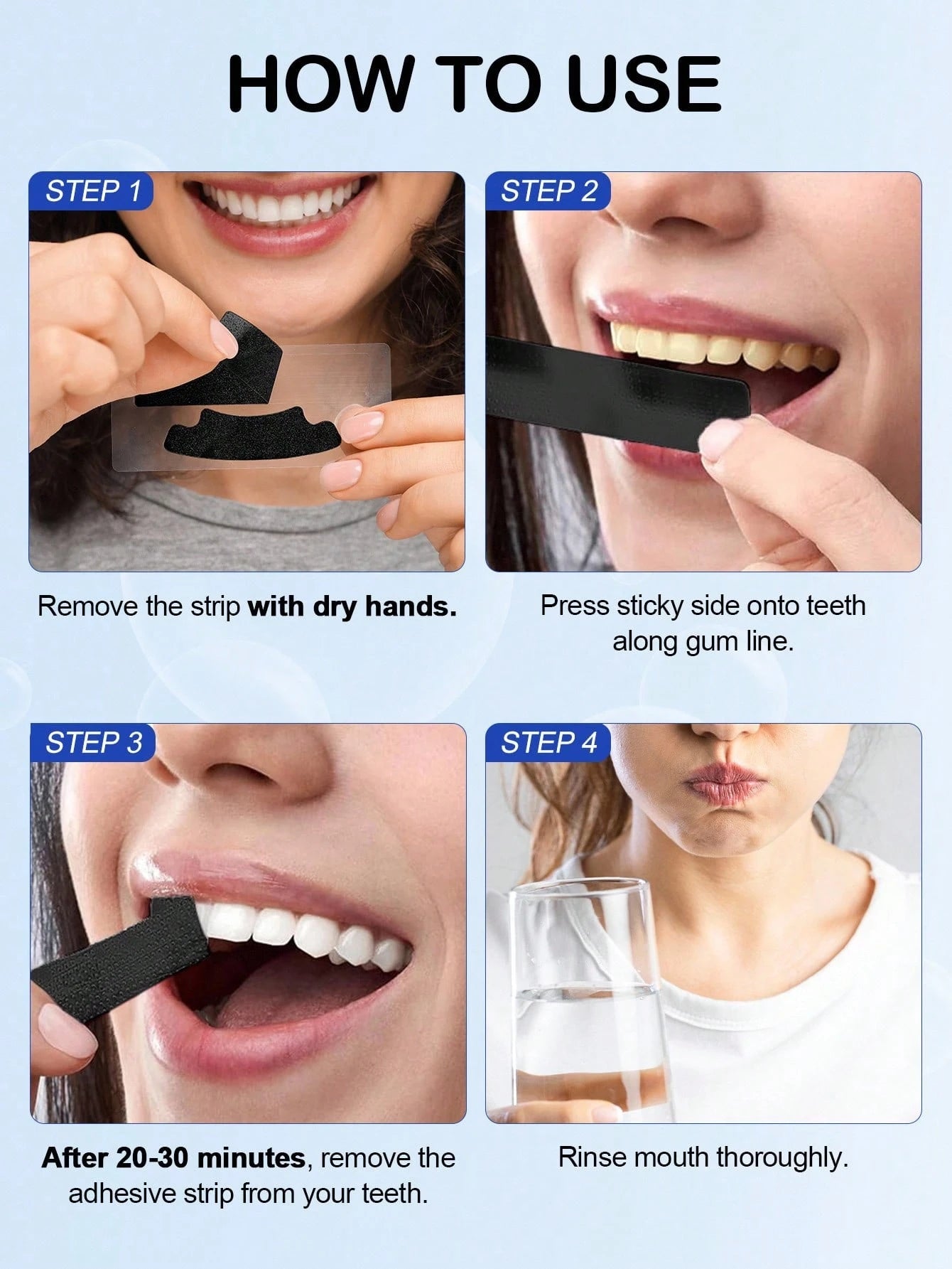 Slow Sunday Charcoal Teeth Whitening Strips, Mint, Charcoal, Get Rid Of Smoke Stains, Coffee Stains, Tea Stains, Keep Your Mouth Clean And White, Good Choice For Vacation, Beach, Travel Essentials, S