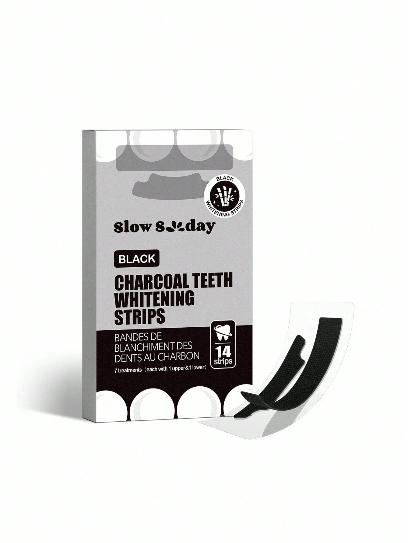 Slow Sunday Charcoal Teeth Whitening Strips, Mint, Charcoal, Get Rid Of Smoke Stains, Coffee Stains, Tea Stains, Keep Your Mouth Clean And White, Good Choice For Vacation, Beach, Travel Essentials, S