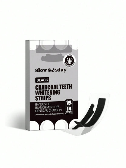 Slow Sunday Charcoal Teeth Whitening Strips, Mint, Charcoal, Get Rid Of Smoke Stains, Coffee Stains, Tea Stains, Keep Your Mouth Clean And White, Good Choice For Vacation, Beach, Travel Essentials, S