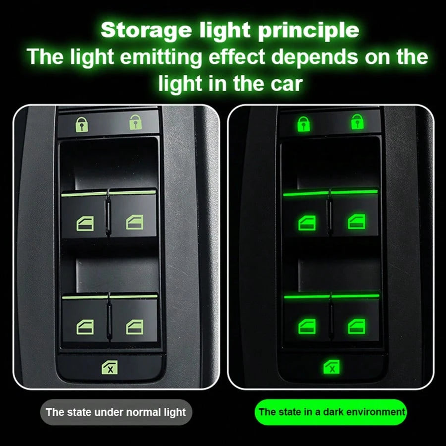 Small Glow-In-The-Dark Stickers For Car Window Lift Buttons, Fluorescent Function Button Stickers For Car Interior, Green, Blue, Orange Car Lift Stickers