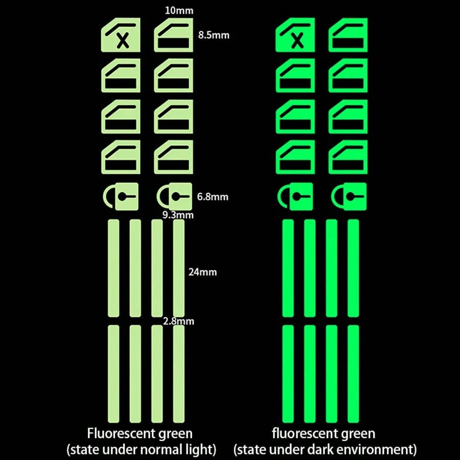 Small Glow-In-The-Dark Stickers For Car Window Lift Buttons, Fluorescent Function Button Stickers For Car Interior, Green, Blue, Orange Car Lift Stickers