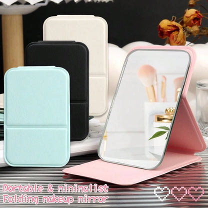 Small Makeup Mirror, Simpleini Style Portable Makeup Mirror, Portable PU Leather Mirror, Desktop Makeup Mirror, Foldable Lightweight Ultra-Thin Portable Handheld Makeup Mirror, Travel Small Makeup Mir