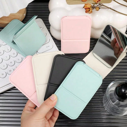 Small Makeup Mirror, Simpleini Style Portable Makeup Mirror, Portable PU Leather Mirror, Desktop Makeup Mirror, Foldable Lightweight Ultra-Thin Portable Handheld Makeup Mirror, Travel Small Makeup Mir
