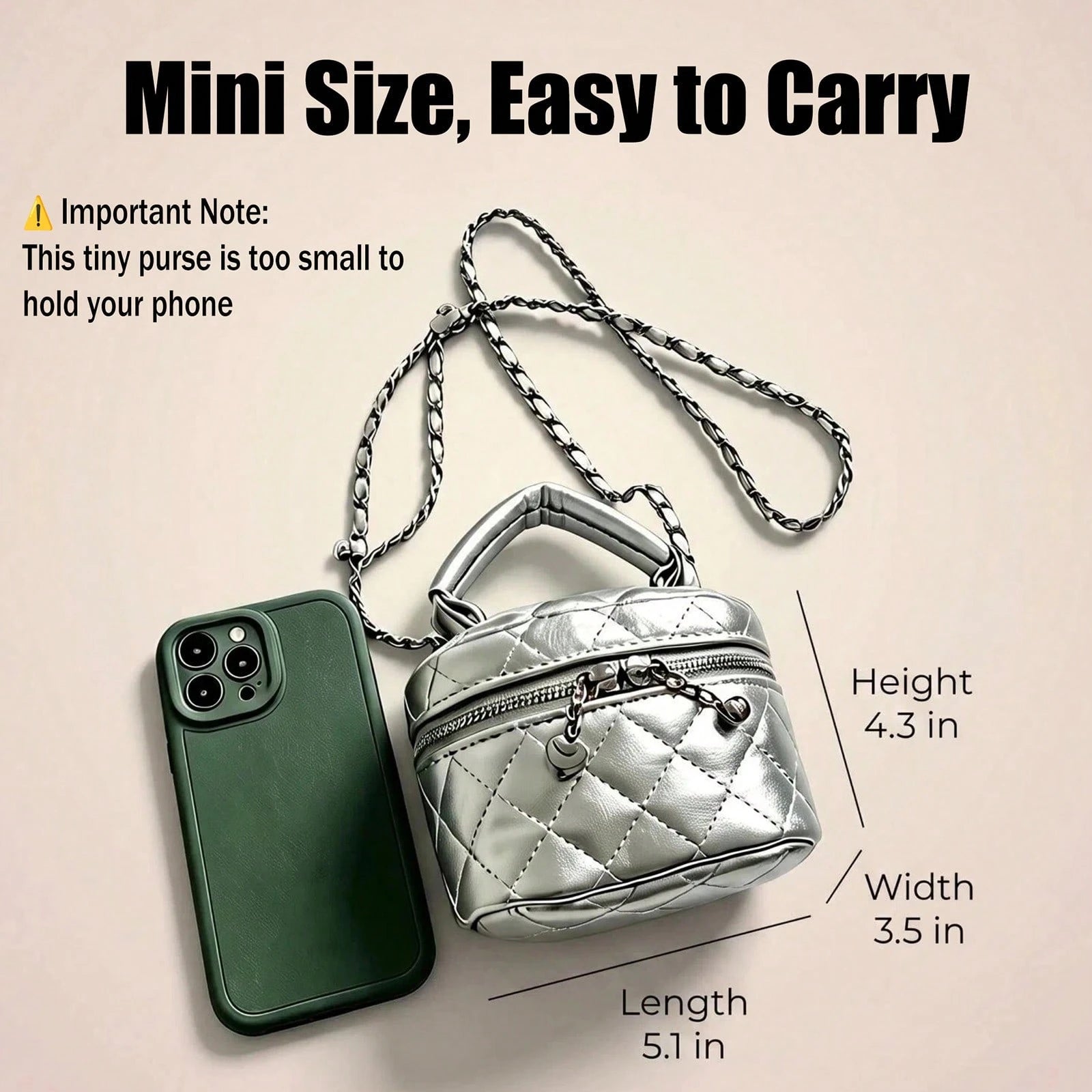 Small Wynndora Classic Diamond Quilted Handbag, Multifunctional Waterproof Zipper Closure Shoulder Bag For Daily Shopping