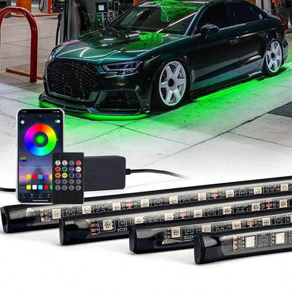Smart Exterior Car Underglow Lights, 16 Million Colors Music Mode Neon Accent Lights Strip, Underglow Kit For Car With APP & RF Remote Control, DC 12V