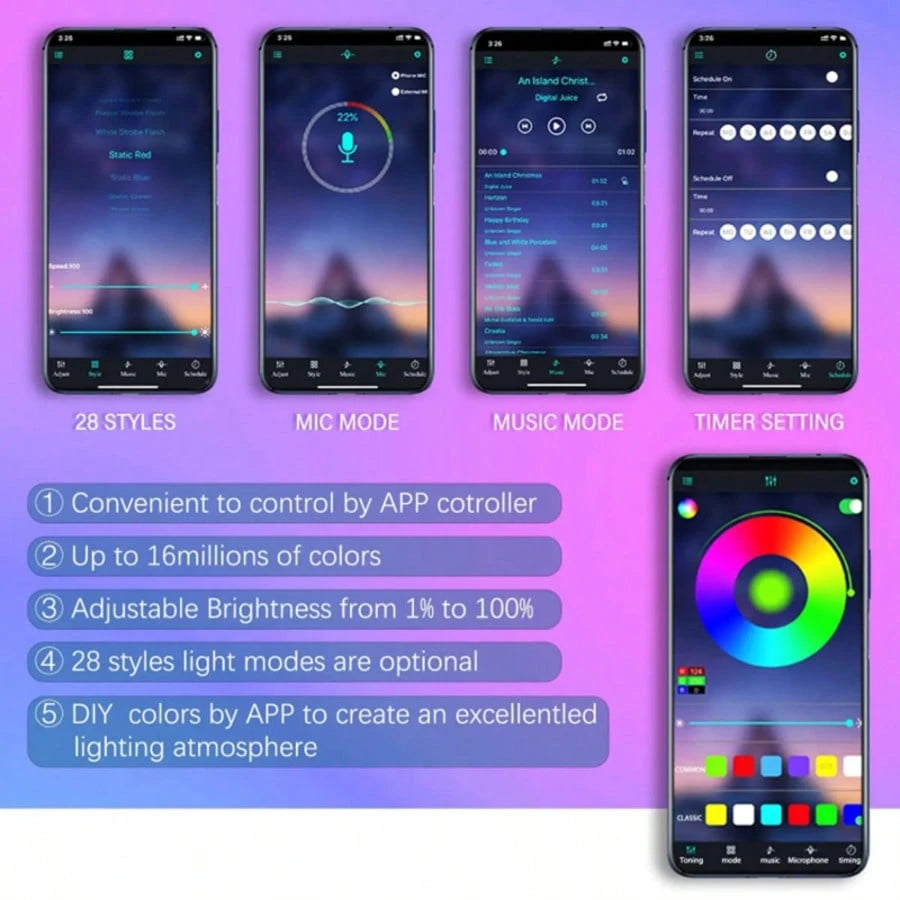 Smart Exterior Car Underglow Lights, 16 Million Colors Music Mode Neon Accent Lights Strip, Underglow Kit For Car With APP & RF Remote Control, DC 12V