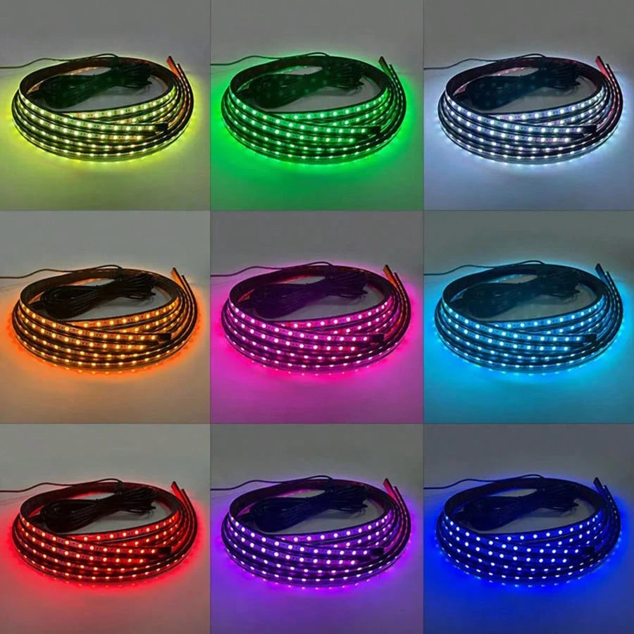 Smart Exterior Car Underglow Lights, 16 Million Colors Music Mode Neon Accent Lights Strip, Underglow Kit For Car With APP & RF Remote Control, DC 12V