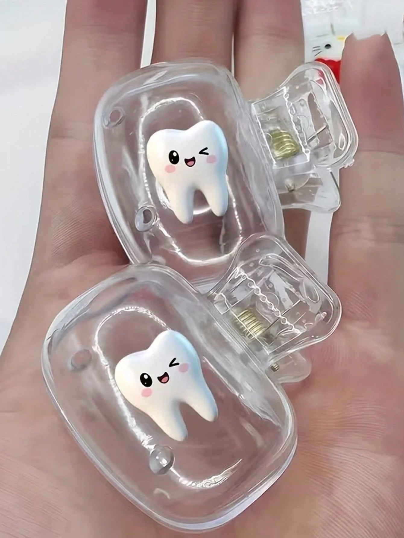 Smiling Face Toothprint Pattern Portable Toothbrush Clip Set, Suitable For Home And Travel Use, Cute Toothbrush Clip Storage Clip, Suitable For School, Home And Travel, Best Gift For Family And Friend
