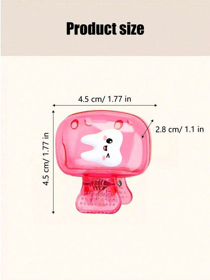Smiling Face Toothprint Pattern Portable Toothbrush Clip Set, Suitable For Home And Travel Use, Cute Toothbrush Clip Storage Clip, Suitable For School, Home And Travel, Best Gift For Family And Friend