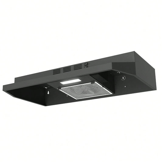 SNDOAS Range Hood 30 Inch Under Cabinet, Ducted/Ductless Convertible Kitchen Hood, Stainless Steel Vent Hood With LED Light,Under Cabinet Hood With 2 Speed Exhaust Fan,Black