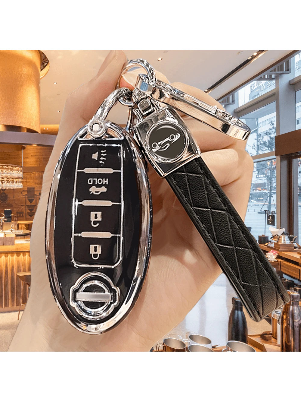 Soft TPU Key Fob Cover Keychain Protector For Nissan 4-Button Key Fob, Compatible With Nissan Altima Sentra Maxima Rogue Armada Pathfinder Infiniti Smart Remote, Gift, Gold, Black, Silver