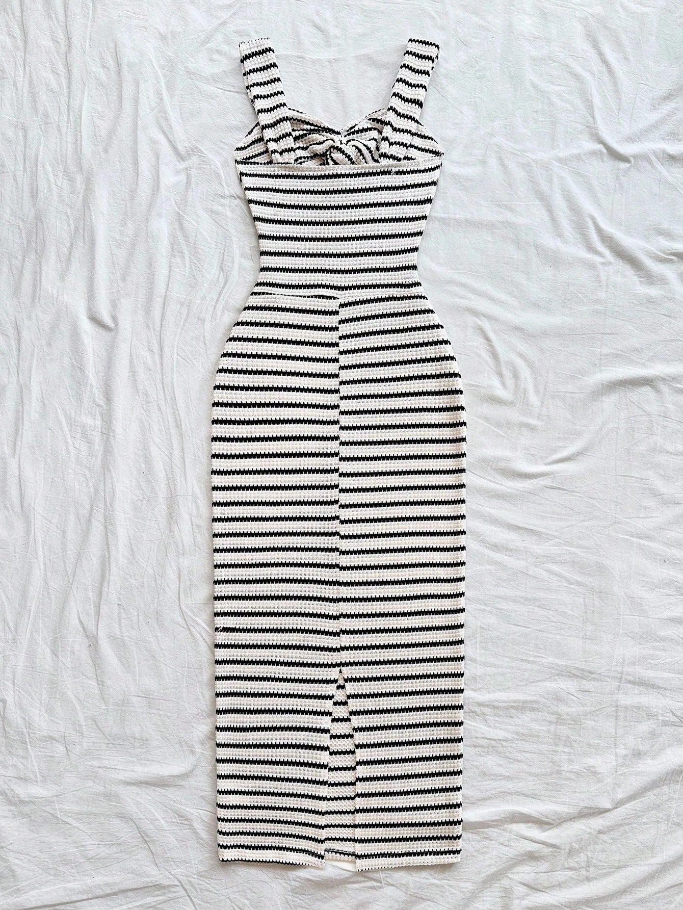 Soleia Dresses For Women Casual Stripes Fall Outfits Women's Striped Sleeveless Mid-Length Dress Striped Dress Summer Dress No Chest Padding