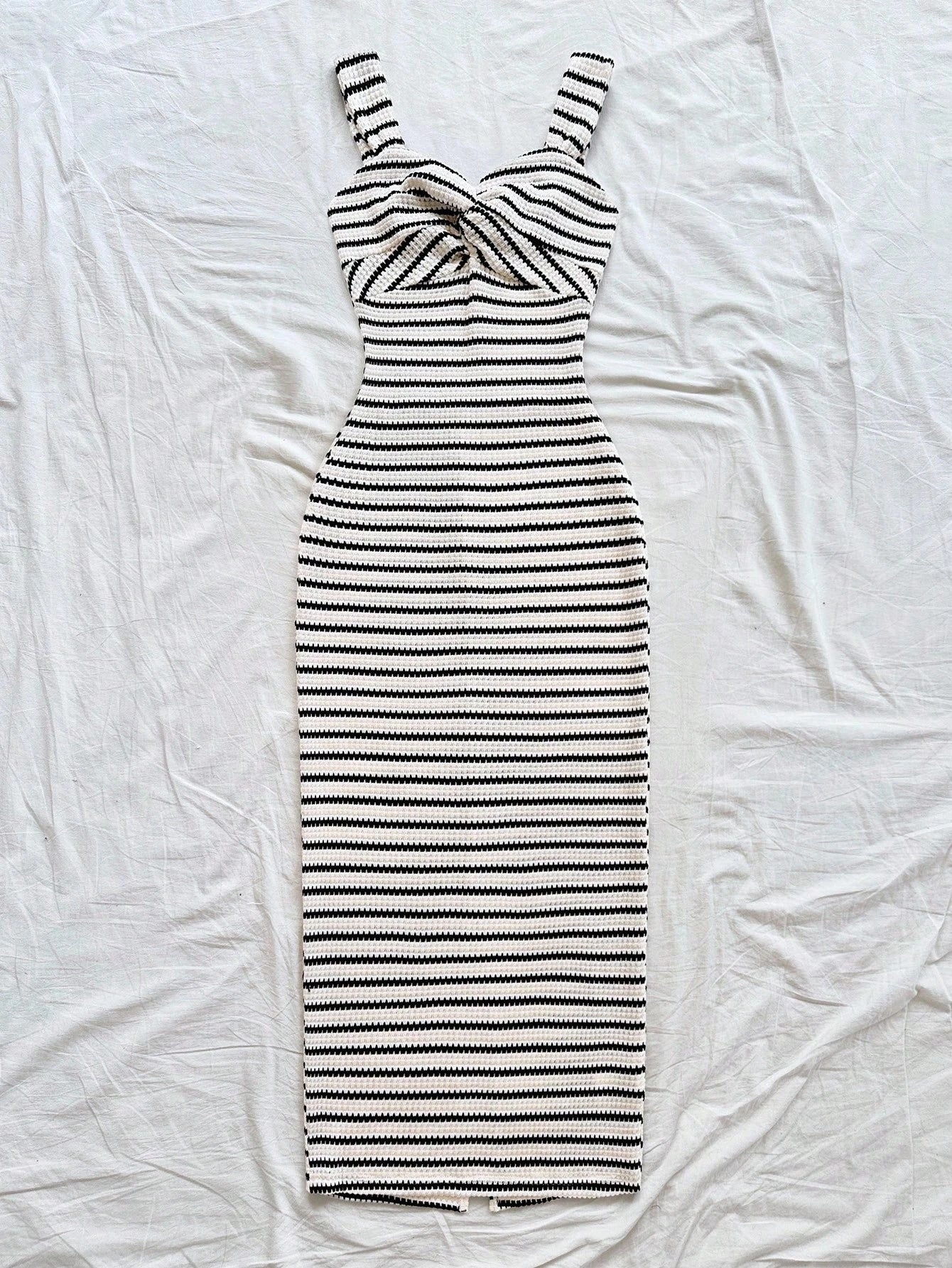 Soleia Dresses For Women Casual Stripes Fall Outfits Women's Striped Sleeveless Mid-Length Dress Striped Dress Summer Dress No Chest Padding
