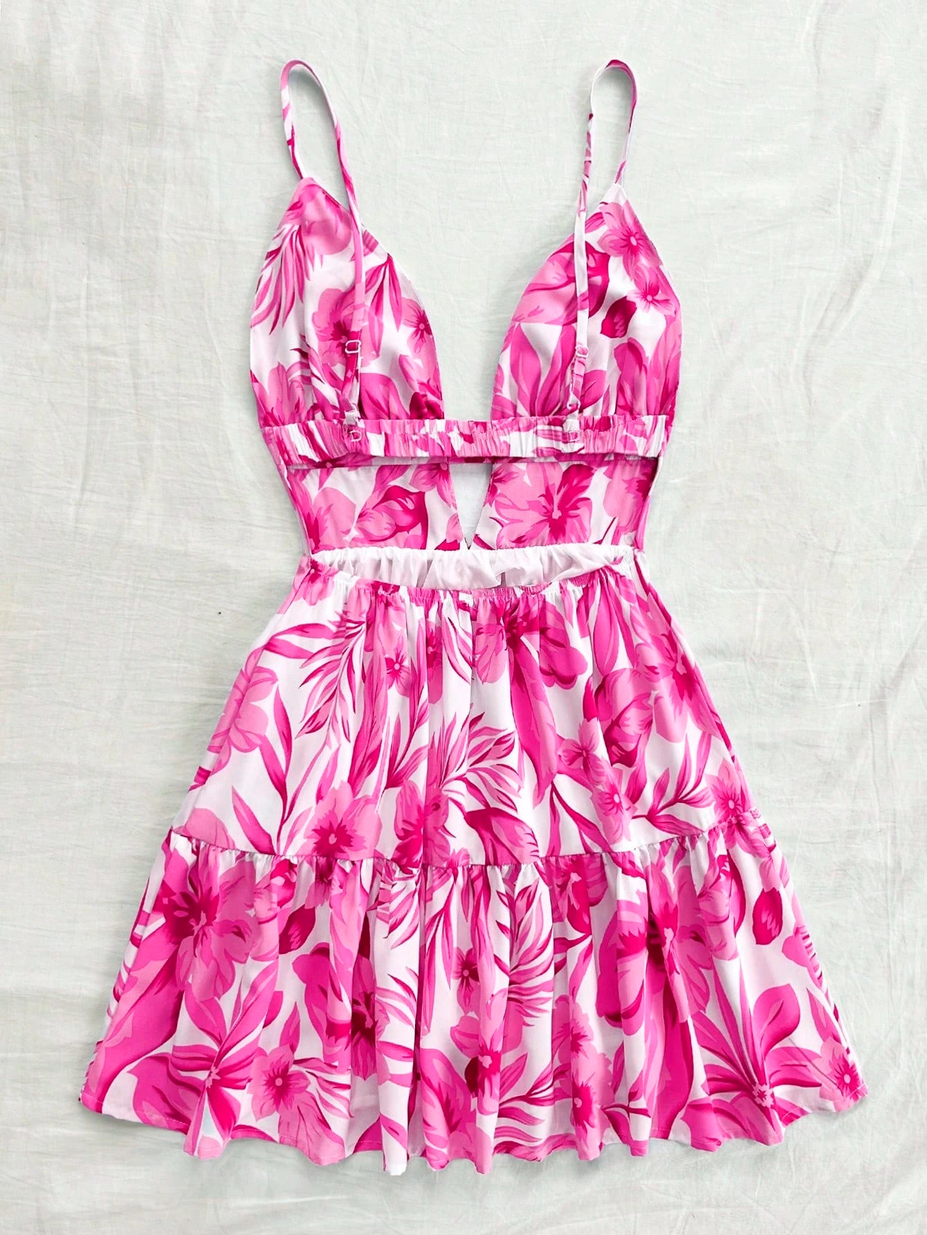 Soleia WYWH Women's Vacation Dress, Fuchsia Bow Decor A-Line Dress With Ruffle Hem, Tube Dress,Summer Dresses For Women No Chest Padding