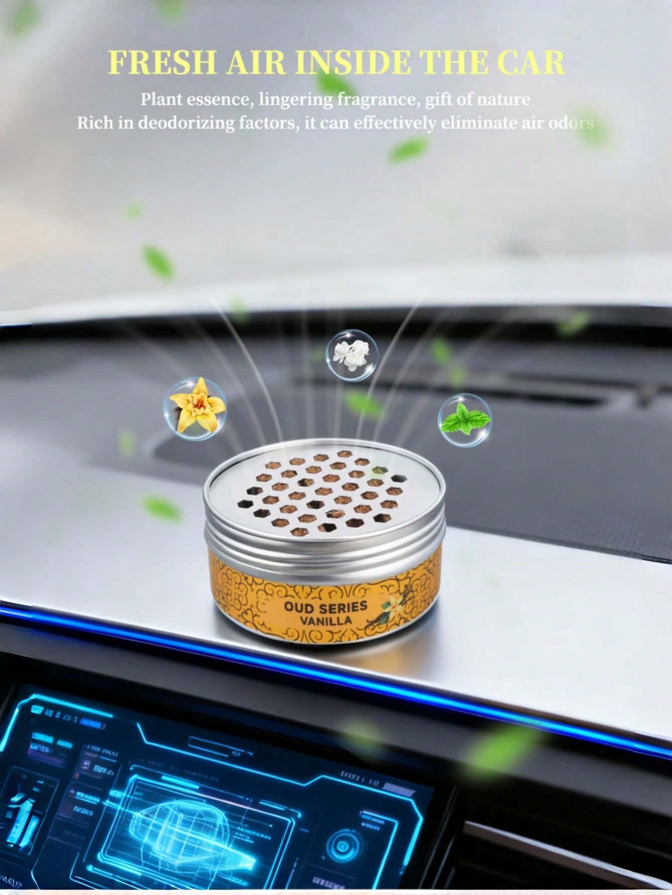 Solid Car Fragrance Diffuser, Long-Lasting Aromatic Fiber Diffuser, Effectively Eliminates Odors And Purifies In-Car Air, Multiple Scents Available: Vanilla, Bubble Gum, Cherry, Lavender, Strawberry A