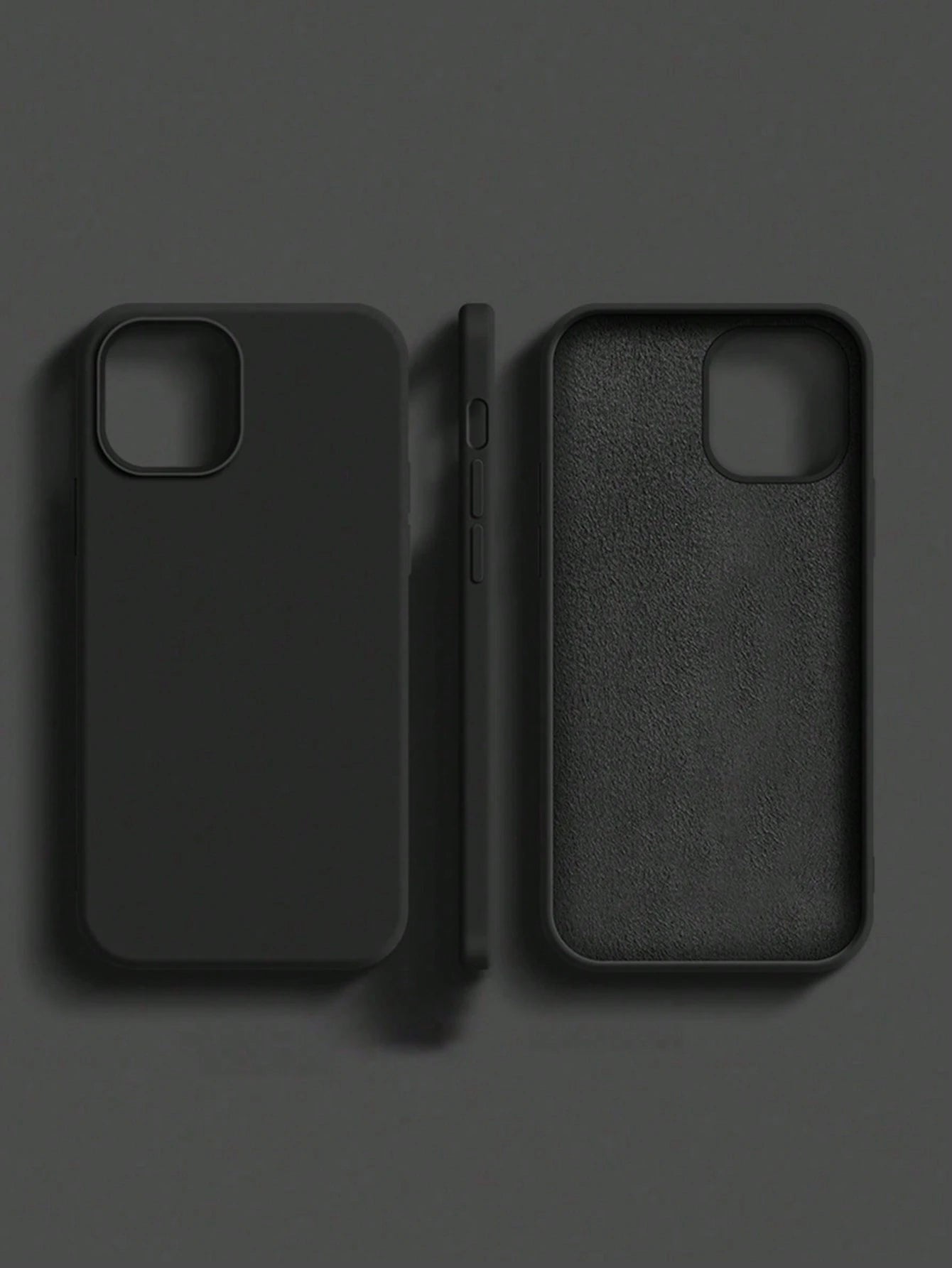 Solid Color Black Silicone 2.0mm Thick Liquid Silicone Phone Case, Compatible With Apple 16, 15, 14, 13, 12, 11 Pro Max And Galaxy S24 Ultra, S23, S22, S25 Series, Full Body Protective Cover Spring Gi