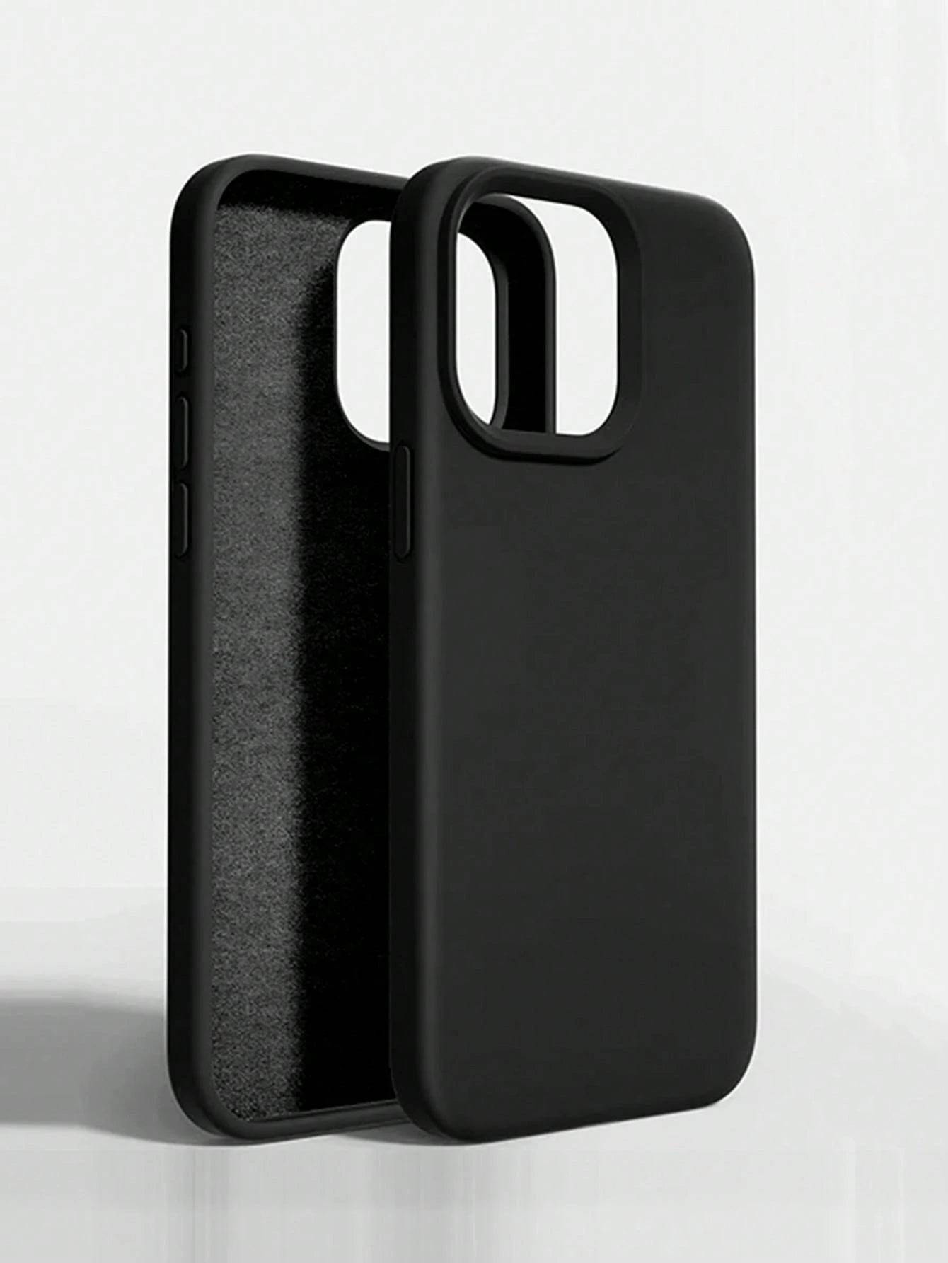Solid Color Black Silicone 2.0mm Thick Liquid Silicone Phone Case, Compatible With Apple 16, 15, 14, 13, 12, 11 Pro Max And Galaxy S24 Ultra, S23, S22, S25 Series, Full Body Protective Cover Spring Gi