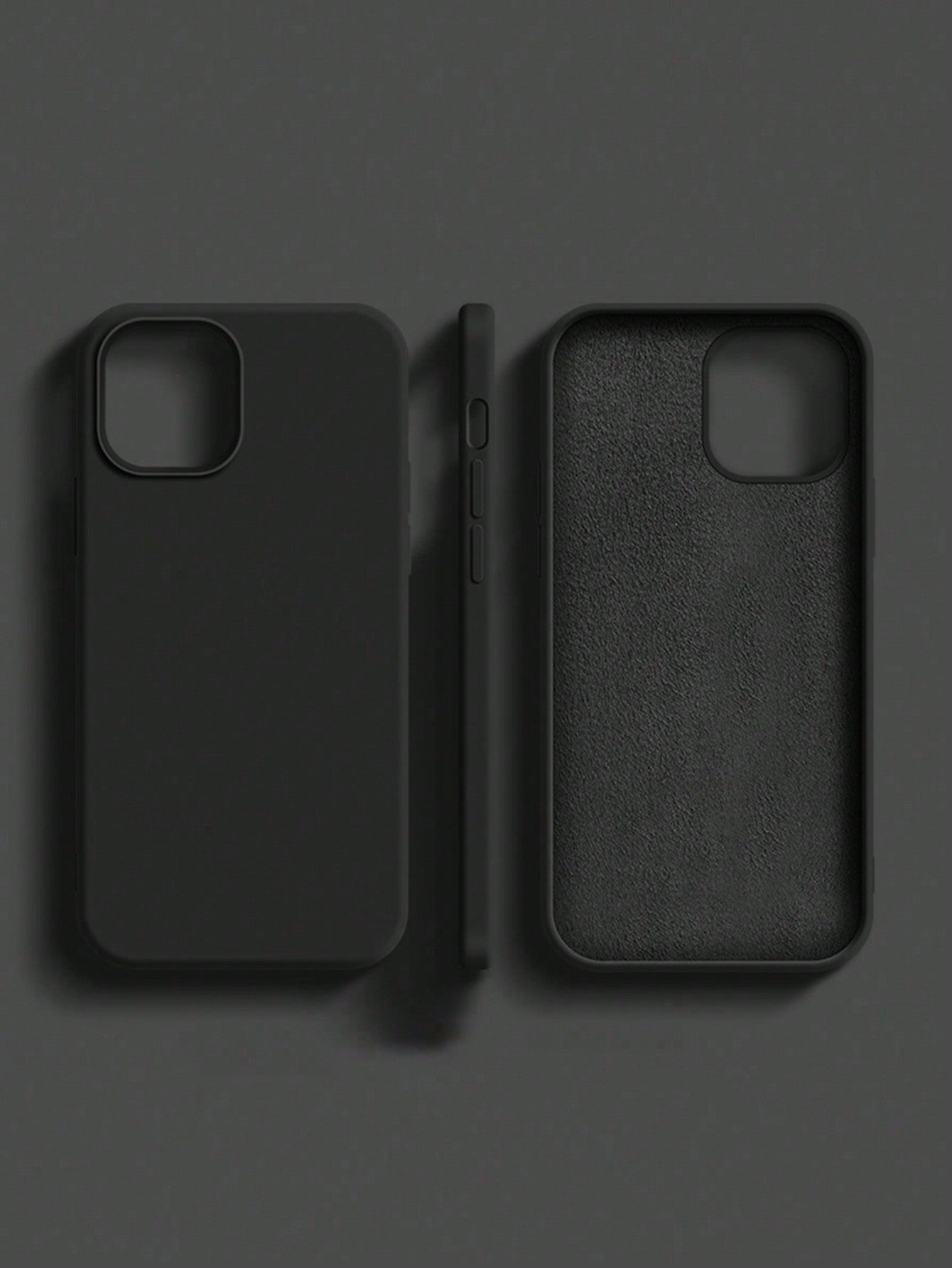 Solid Color Black Silicone 2.0mm Thick Liquid Silicone Phone Case, Compatible With Apple 16, 15, 14, 13, 12, 11 Pro Max And Galaxy S24 Ultra, S23, S22, S25 Series, Full Body Protective Cover Spring Gi