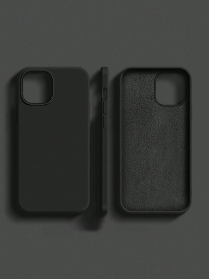 Solid Color Black Silicone 2.0mm Thick Liquid Silicone Phone Case, Compatible With Apple 16, 15, 14, 13, 12, 11 Pro Max And Galaxy S24 Ultra, S23, S22, S25 Series, Full Body Protective Cover Spring Gi