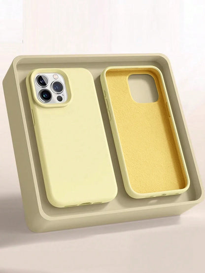 Solid Color Liquid Silicone 2.0mm Thick Liquid Silicone Phone Case Compatible With 16, 15, 14, 13, 12, 11 Pro Max, S24U, S23, S22, S25 Series Full Body Protective Cover Waterproof Shockproof Anti-Fall