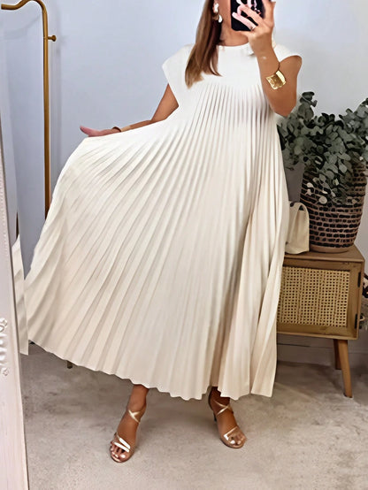 Solid Pleated Hem Longline Dress For Summer Black Elegant
