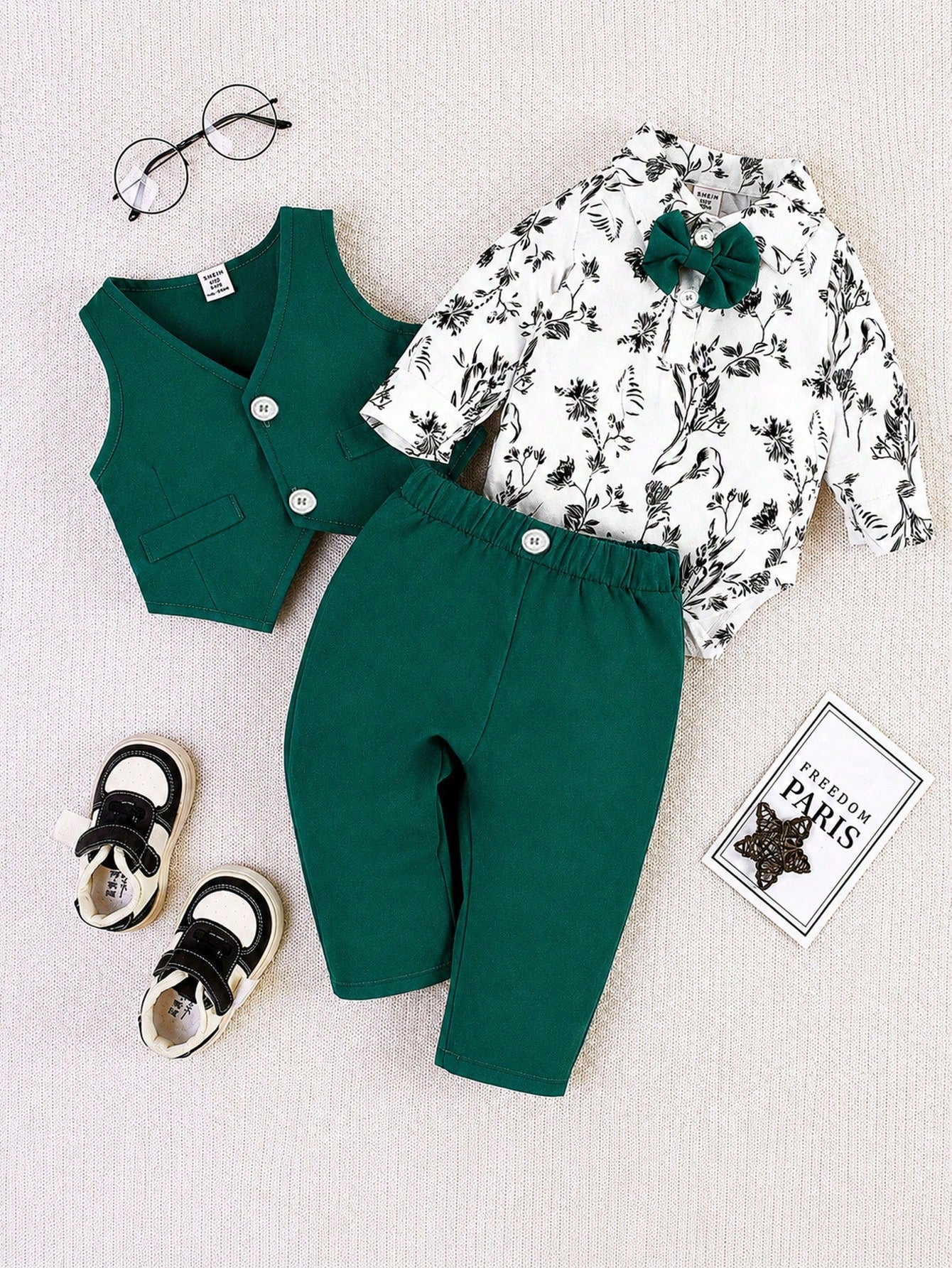 Souflis Souflis 3pcs Baby Boy Gentleman Suit, Long Sleeve Vest Jacket Set, Autumn Winter
