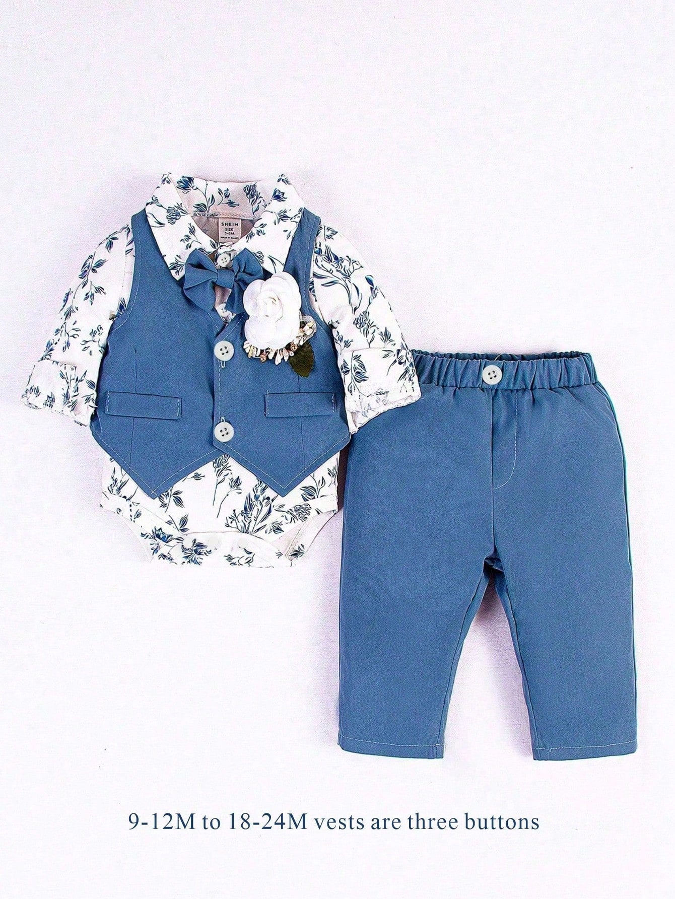 Souflis Souflis 3pcs Baby Boy Gentleman Suit, Long Sleeve Vest Jacket Set, Autumn Winter