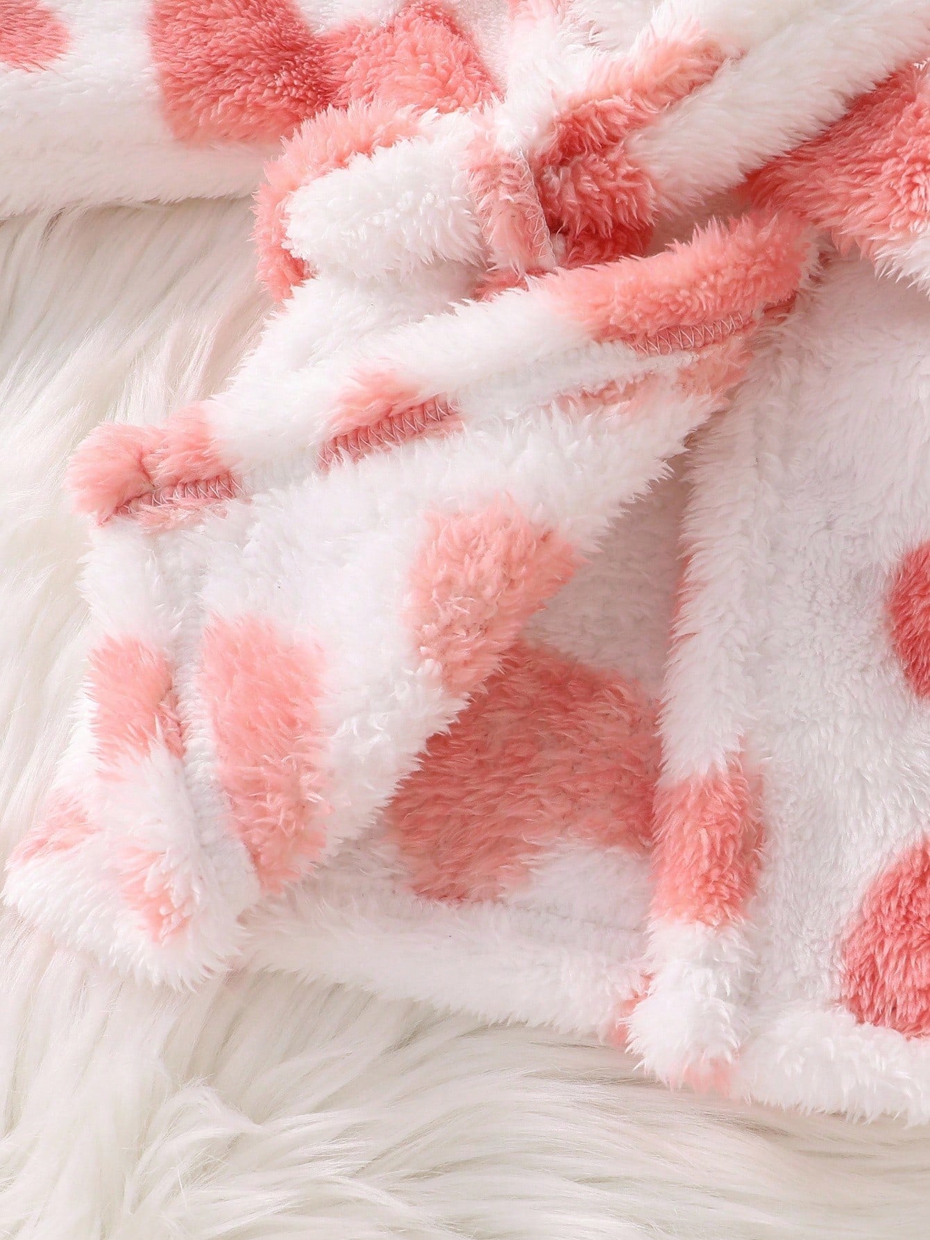 Souflis Souflis Long Sleeve Full Length Baby Girl Pink Plush Hooded Cute Pajamas With Geometric Pattern For Warm Winter Sleep