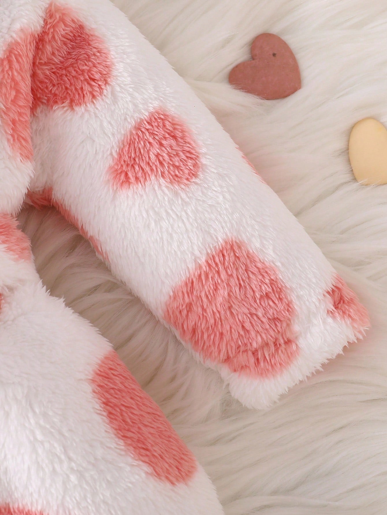 Souflis Souflis Long Sleeve Full Length Baby Girl Pink Plush Hooded Cute Pajamas With Geometric Pattern For Warm Winter Sleep