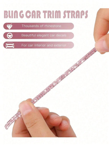 Sparkling 5-Meter Self-Adhesive Rhinestone Strip For Car Interior Party & Wedding Decor- PVC Crystal Bling Trim For Vehicle Dashboard, Door Handles Windows And Gift Boxes